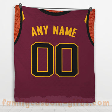 Custom Premium Quilt Blanket Cleveland Jersey Basketball Personalized Quilt Gifts for Her & Him